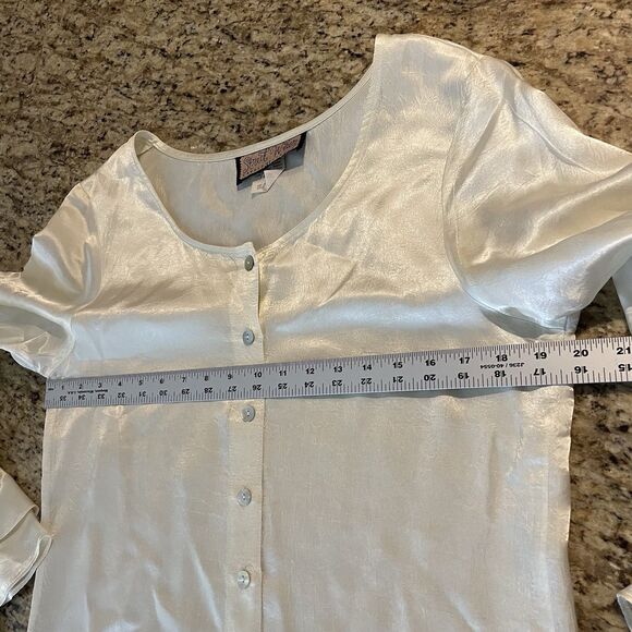 Carole Little Street Wear Women's Ivory Tunic Witchy Whimsy Button Down Medium - Picture 9 of 10